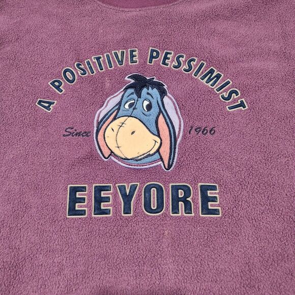 VTG Y2K Disney Store Eeyore Womens L Large Winnie The Pooh Fleece Sweatshirt - Picture 5 of 12